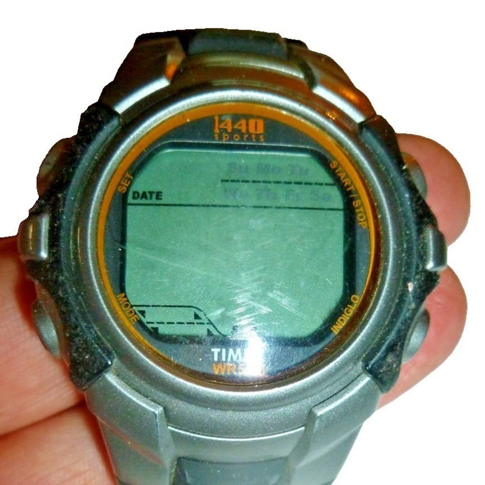 Timex 1440 Sports Digital Watch Gray T5J561 Indiglo 50M Water‎ Resistant Repair